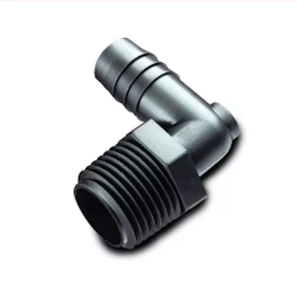 3/8" NPT x 3/8" Hose ID Black HDPE Elbow 62039 - Image 1 of 1
