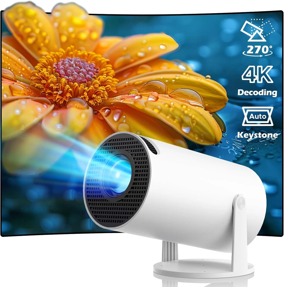 Portable 4K Android Smart Projector 5G WiFi Bluetooth  Mini Home Video Theater - Image 1 of 4