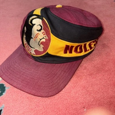 Vintage Florida State Seminoles Hat Cap Snap Back Red Twins Big Logo Swirl NCAA  - Image 1 of 4
