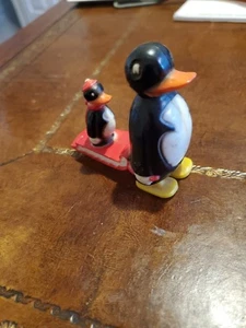Vintage Ramp Walker Plastic Toy of Penguin with Sled & Baby - by MARX-Hong Kong - Picture 1 of 7