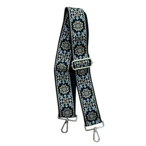Schwarz Blumen Gobelin verstellbar Handtasche Tasche 2" Ersatzriemen Boho - Bild 1 von 7