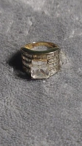 Modeschmuck goldfarben 925 Sterling Zirkonia Cocktail Ring US-Größe 6,75  - Bild 1 von 12