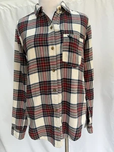 Abercrombie & Fitch XS Flanell Top rot blau creme schwarz Langarm Knopfleiste - Bild 1 von 3