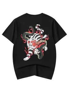 Niepce Men's Monkey Fiery War Graphic Tee Japanese Streetwear T-Shirt - Picture 1 of 24