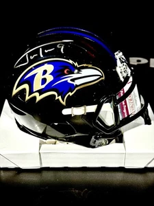 Justin Tucker Signed Mini Helmet Baltimore Ravens JSA Certified - Foto 1 di 2