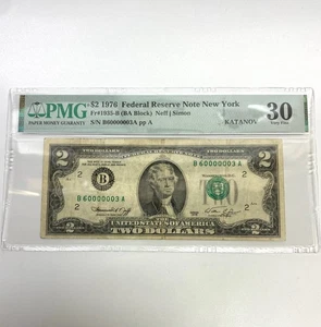 Fr 1935-B (BA Block) $2 1976 FRN New York PMG 30 B60000003A - Picture 1 of 2