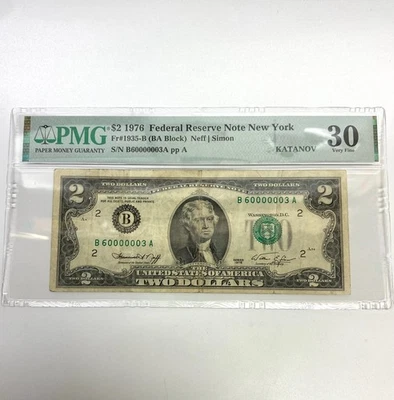 Fr 1935-B (BA Block) $2 1976 FRN New York PMG 30 B60000003A - Image 1 of 2