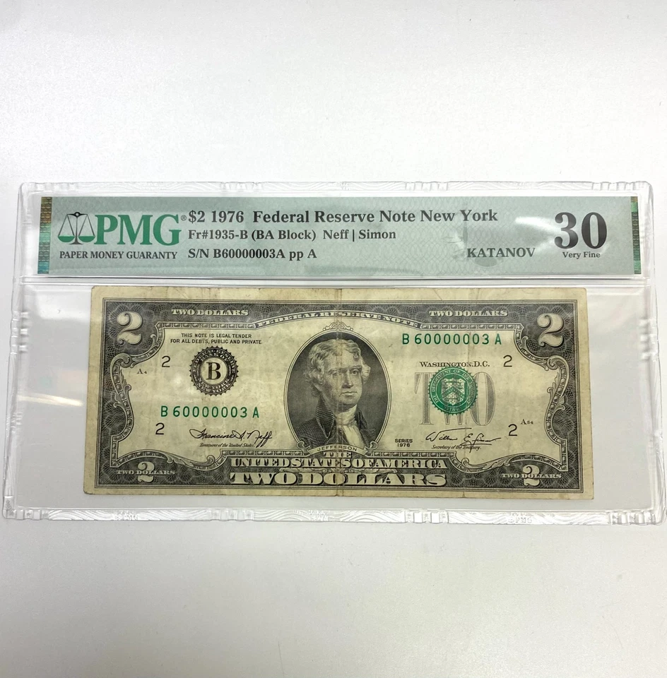 Fr 1935-B (BA Block) $2 1976 FRN New York PMG 30 B60000003A - Image 1 of 2