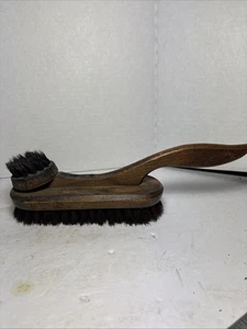 Vintage Wood Shoe Shine Double Brush with Tail Shaped Handle Primitive - Picture 1 of 6