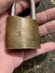 VINTAGE HALLS MOTOR TRANSIT PADLOCK WITH KEY - ? Wilson Bohannan (WB) - Picture 1 of 6