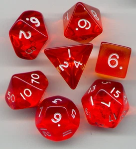 RPG Dice Set of 7 - Translucent Orange  D4 D6 D8 D10 D12 D20 D00-90 - Picture 1 of 1