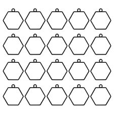 Open Back Bezel Pendants, 50pcs Hexagon Hollow Frame Pendant (Black)