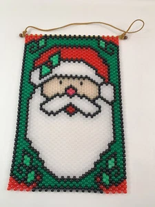 Perlen Weihnachten Santa Gesicht Wandbehang Buntglas Banner - Bild 1 von 2