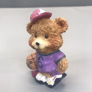 Resin Teddy Bear Figurine # 6 With Spalding Basketball And Nike Hat  4" - Picture 1 of 7