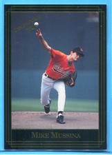 MIKE MUSSINA ~ 1992 Investor's Journal Baseball Black Gold Foil Card #92    
