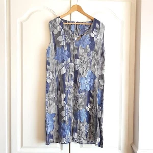 WoolOvers Size L (16) 100% Linen Blue and White Floral Summer Dress - Picture 1 of 4