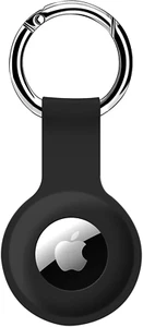 Ultra Light Silicone Airtags Holder Case with Keychain - Black - Picture 1 of 11