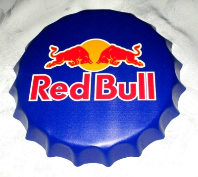 RED BULL 3-Dimensional Metal Bottle Cap Wall Sign Decor #04 - NEW - Image 1 of 2