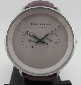 Ted Baker Purple Leather Strap Multi-Dial Men's Watch - TE50657004 - New Battery - Picture 1 of 14