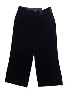 Ann Taylor Factory Womens Pants Black Velvet Wide Leg Ankle Side Zip Size 6 - Picture 1 of 5