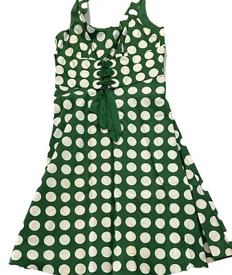 Vestido DONNA RICCO New York Vaina Lápiz Sol Verde Blanco Lunares Talla 8 Foto 1 de 4