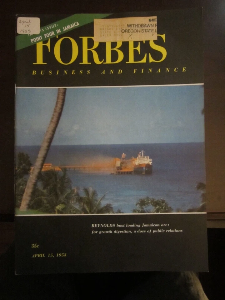 Forbes Business Magazine April 1953 Reynolds Boat Landing Jamaican Ore 67 - Image 1 of 1