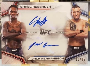 💥2020 Topps UFC SP 15/25 Israel Adesanya & Jack Harmansson DUAL AUTO CARD❗ - Picture 1 of 4