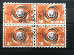 Schweiz 1965 4er-Block 2 UIT Kongress 30 Rp. mit Werbestempel Stoos  12.2.66 