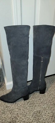 REPORT SIGNATURE JUSTEEN SUEDE OTK BOOTS 6.5M GRAY LEATHER/MATERIAL LINED  - Image 1 of 4