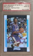 BEN GORDON PSA 9 ROOKIE REFRACTOR SERIAL /300 2004-05 BOWMAN CHROME 113 BULLS