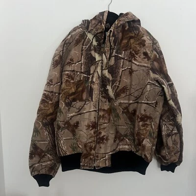 Vintage Mens Carhartt Camo Hooded Zip Up Jacket Realtree Canvas Size Large Tall - Image 1 of 4