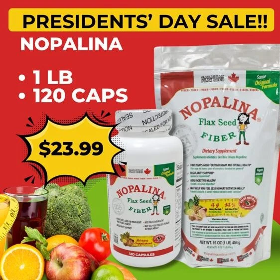 Nopalina, semilla de lino canadiense, alta en fibra, promueve la digestión, 1 lb y 1 cápsula Foto 1 de 1