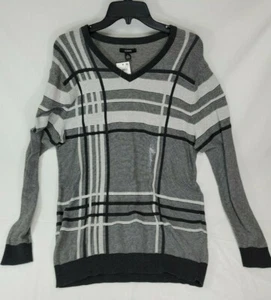 Alfani Men's Plaid Heather Onyx Crewneck Pullover Lightweight Sweater L NWT $75 - Picture 1 of 4