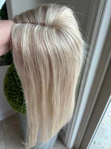 Tillstylehuman hair topper with mono base platinum Blonde highlighted - Picture 1 of 6
