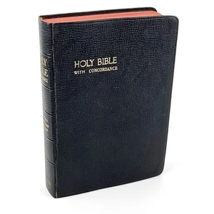 Vintage Holy Bible Revised Standard Version RSV 1952 Nelson Black Faux Leather - Foto 1 di 14