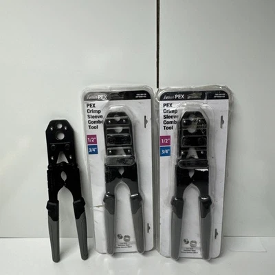 3X - HERRAMIENTA COMBINADA DE MANGA DE CRIMPADO DE ACERO INOXIDABLE APOLLO PEX 69PTKH0014SS 1/2" 3/4" Foto 1 de 4