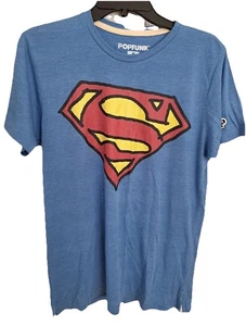 Superman Popfunk Supersoft T Shirt Heather Blue Clark Kent Gym Training SZ M - Picture 1 of 7