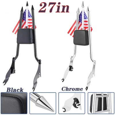 27" Backrest+USA Flag for Harley Touring Road King Street Electra Glide 2009-25 Foto 1 de 4