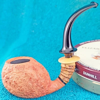 NEW UNSMOKED! C-PIPE ART FULL BENT BAMBOO TOMATO FREEHAND Italian Estate Pipe - Image 1 of 4