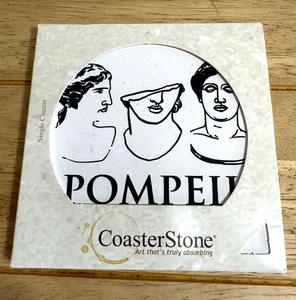 Absorbent Sandstone Single Coaster Pomeii Roman Design 4” Brand Boxed NEW - Picture 1 of 11