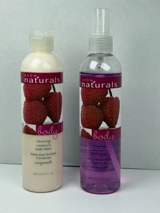 Avon Naturals Renewing Raspberry Body Spray & Lotion Set 8.4 oz Each - Picture 1 of 9
