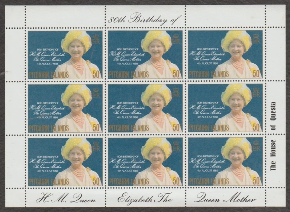 PITCAIRN ISLANDS - MNH MIN. SHEET 80th ANN. OF QUEEN MOTHER - - Image 1 of 1
