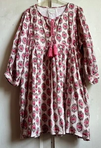✩Lovely *DILLI GREY* Pink Floral Organic Cotton Batwing Tassel Pocket Dress 16✩ - Picture 1 of 10