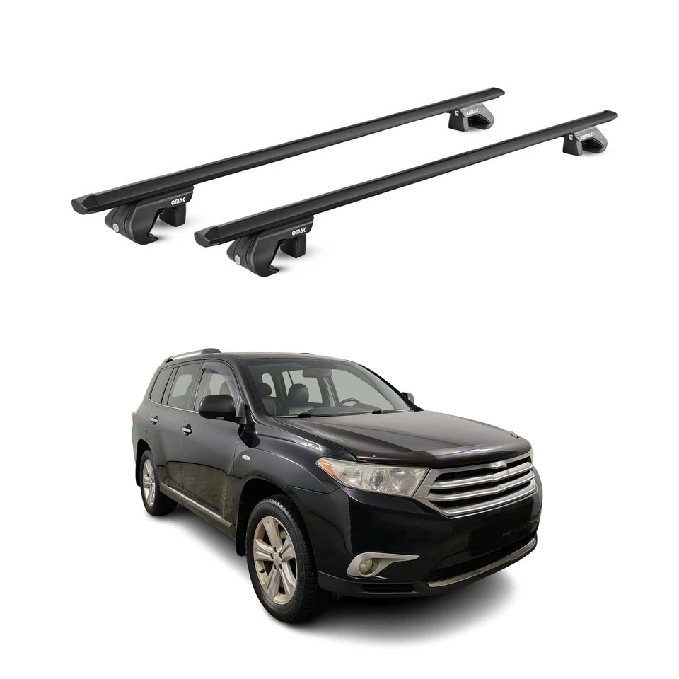Compatível com Toyota Highlander 2008-2013 rack de teto barras transversais preto transportador 2 peças - Imagem 1 de 4