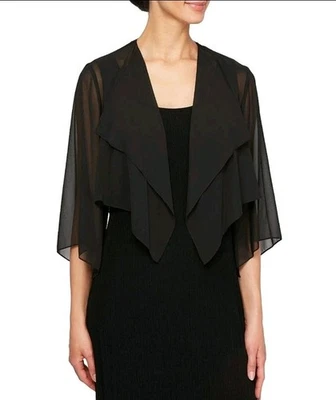 BOLERO SHRUG - Alex Evenings 夹克,黑色,透明,尺寸 XL,全新带标签  — 第 1/4 张图片