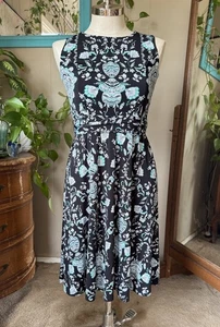 Charter Club Black and Blue Floral Midi Dress, size PP - Picture 1 of 7