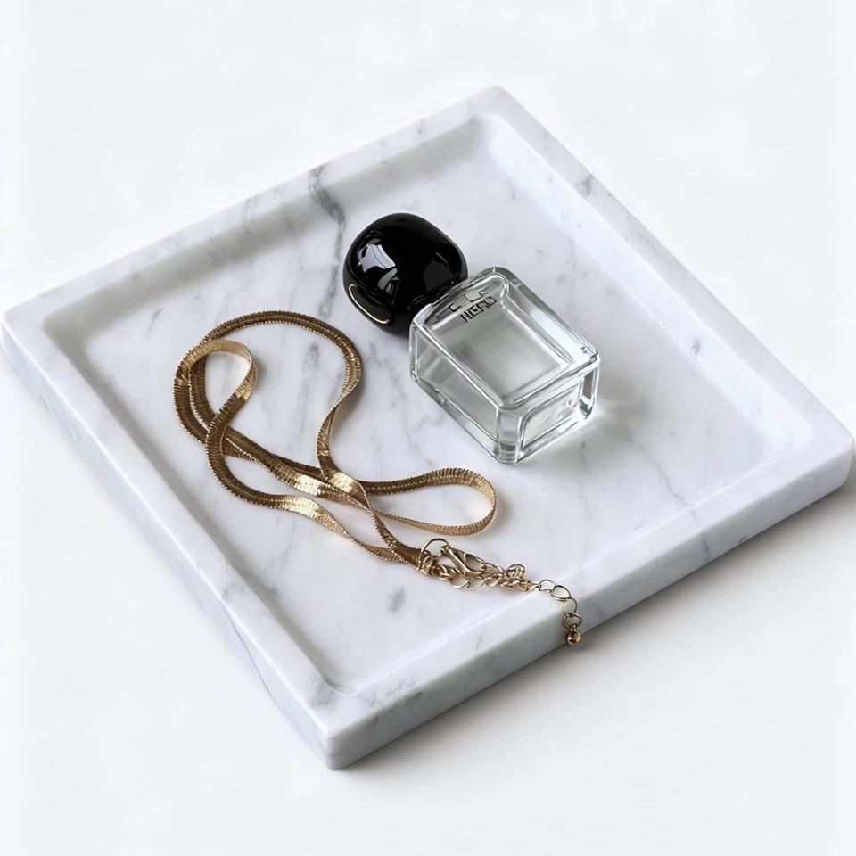 Bandeja de Mármol - 6" Joyería Plato y Tocador Decoración, Bandeja de Piedra Natural para Baño... Foto 1 de 4