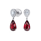 18k Solid White Gold Genuine Diamonds and Tourmalines Earrings VS Beauty