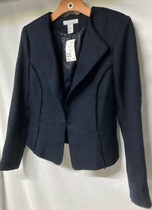 H&M Navy Suit Jacket Neat Clean Lines and Flattering Fit New With Tags Size 10 - Picture 1 of 10