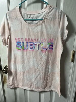 New WOUND UP Size XXL 19 Not Meant To Be Subtle Pink Tie Dye T-Shirt Juniors - Image 1 of 4